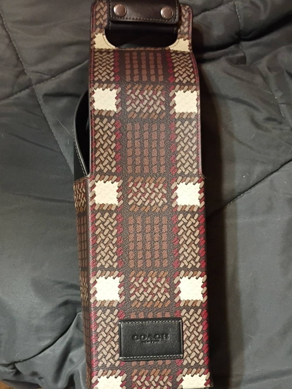 Coach  Checkered Wine Bottle Carrier For Parties